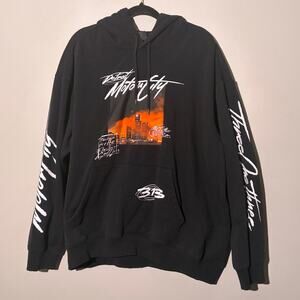 H&M relaxed fit Detroit Motor City black graphic hoodie, men's XL